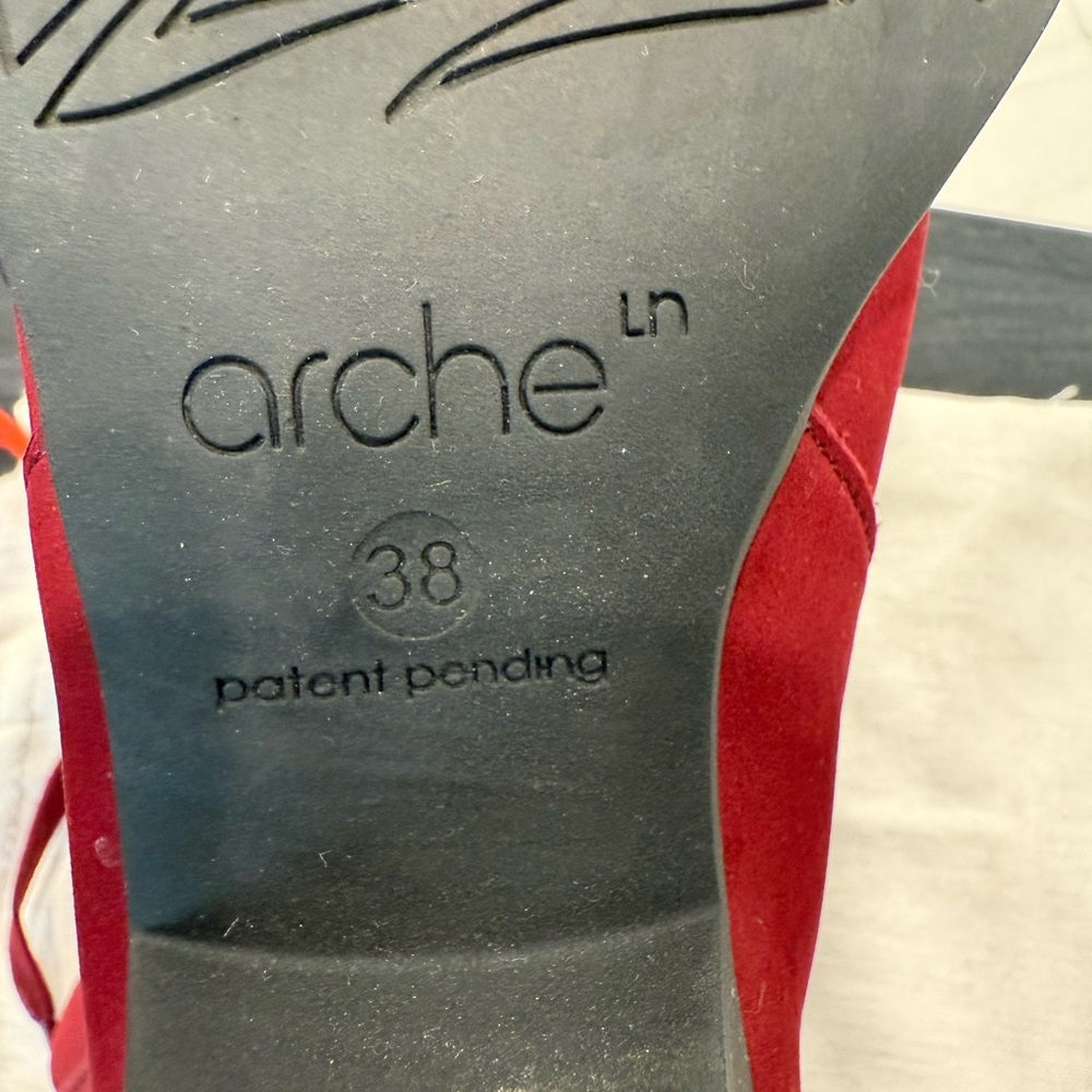 ARCHE ankle boot. Purchased in France. Size 7.5, red suede. - Picture 4 of 7